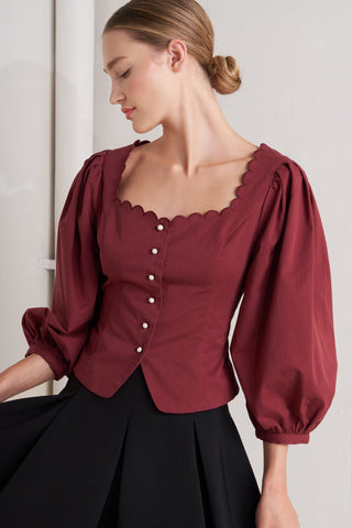 Amour Scallop Woven Top - ONLINE ONLY