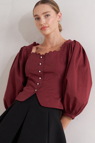 Amour Scallop Woven Top - ONLINE ONLY