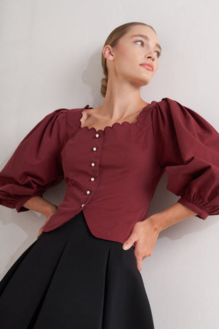 Amour Scallop Woven Top - ONLINE ONLY