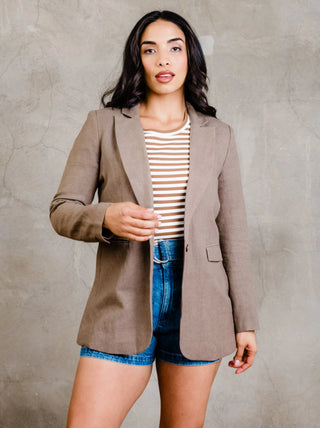 Heather Linen Blazer - Driftwood