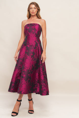 Black Rose Jacquard Midi Dress - ONLINE ONLY