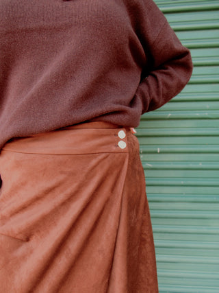 Coco Brown Suede Midi Skirt