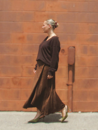 Coco Brown Suede Midi Skirt