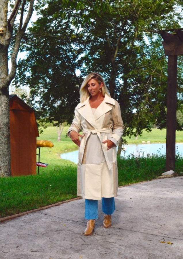 Ivory Leather Trench Coat