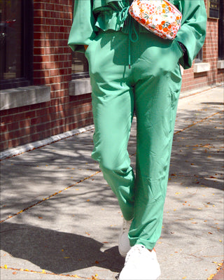 Green Crinkle Joggers