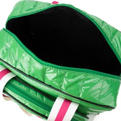 Puffer Pickle Ball Tote Green with Pink Stripe 4/30