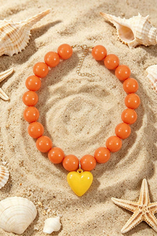 Heart Pendant Beaded Necklace