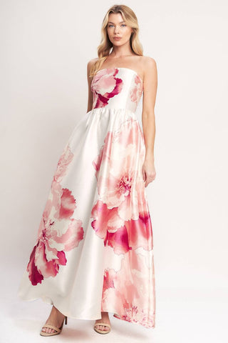 Ivory Coral Maxi Dress
