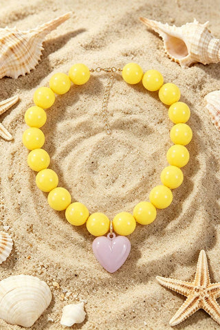 Heart Pendant Beaded Necklace