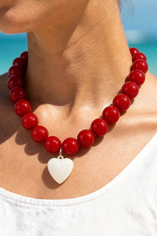 Heart Pendant Beaded Necklace
