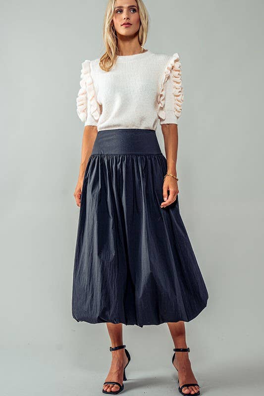 Eclipse Crescent Balloon Midi Skirt