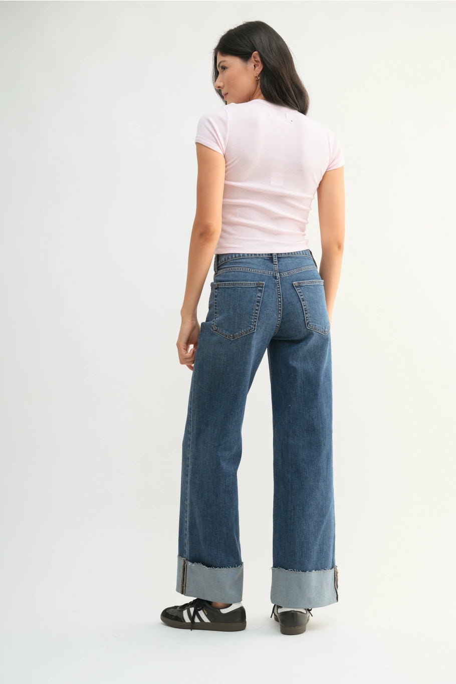 Cuffed Palazzo Jeans