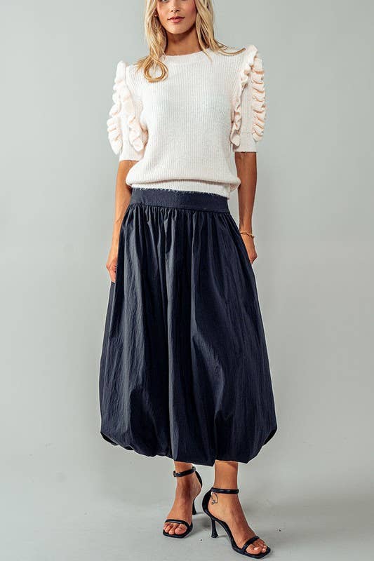 Eclipse Crescent Balloon Midi Skirt