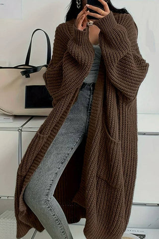 Oversized Open-Front Knit Cardigan