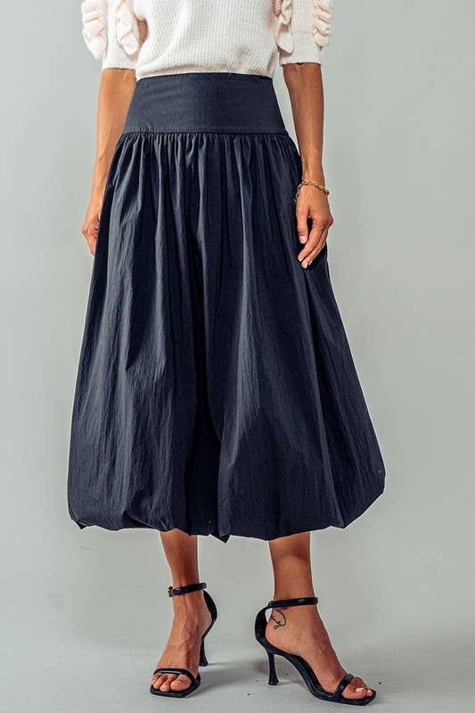 Eclipse Crescent Balloon Midi Skirt