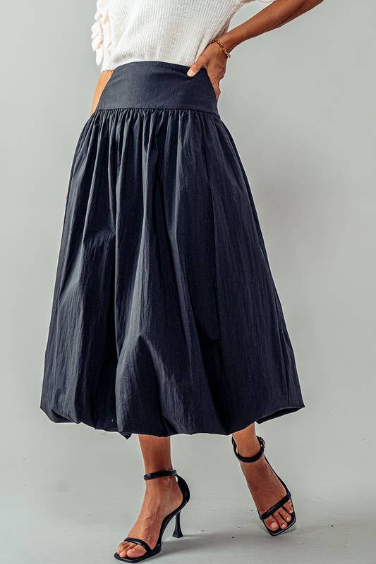 Eclipse Crescent Balloon Midi Skirt