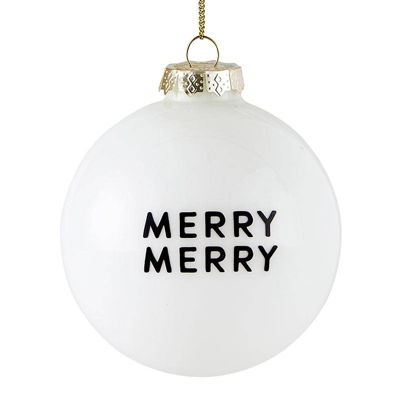Glass Ornament Set - Merry Merry + Tree - Set of 2