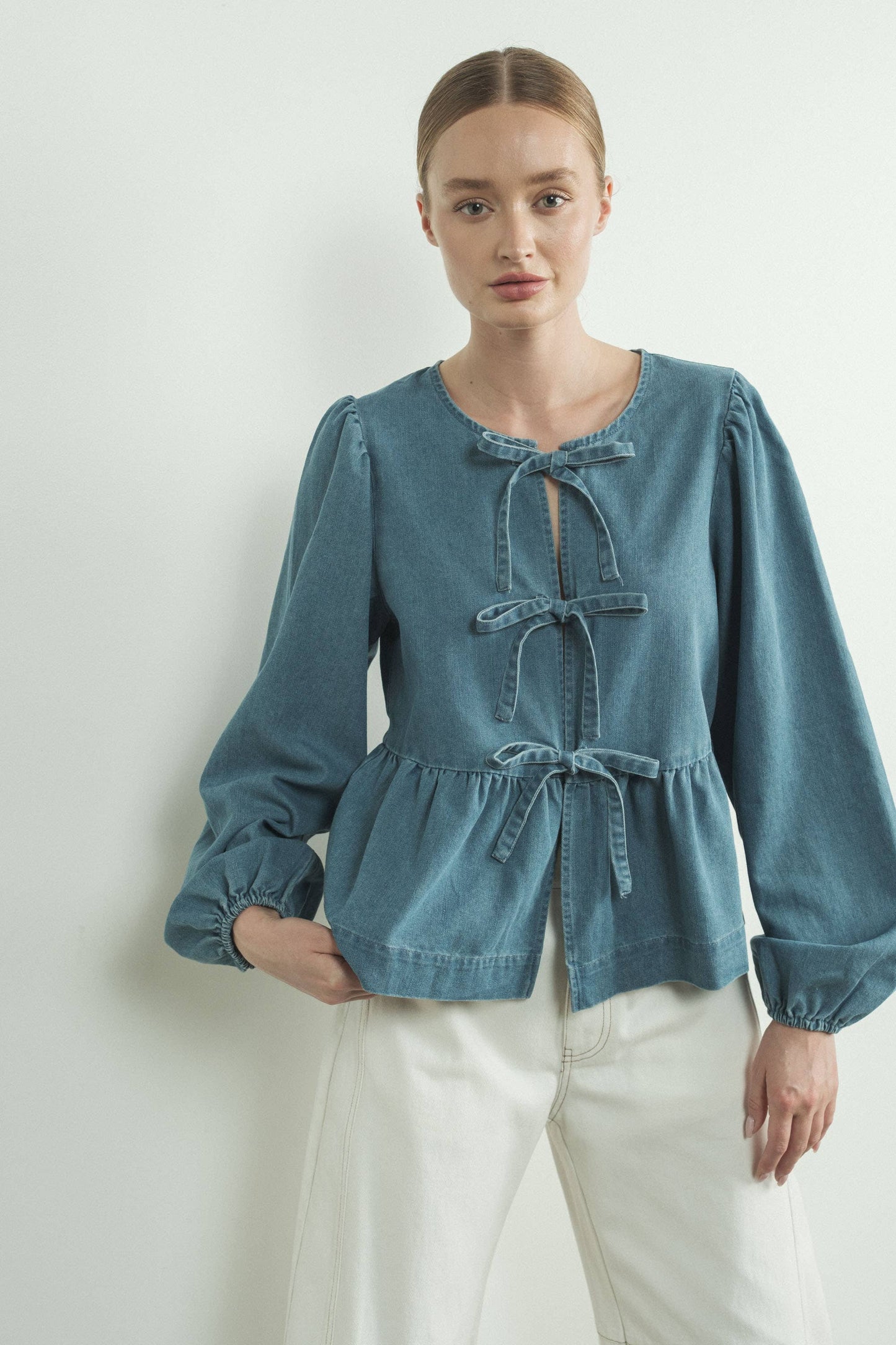 Sienna Peplum Denim Top