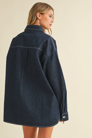 IST6002  DENIM OVERSIZED SHIRT AND MINI SKIRT