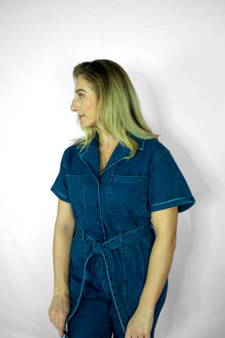 Blue Denim Utility Jumpsuit