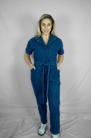 Blue Denim Utility Jumpsuit