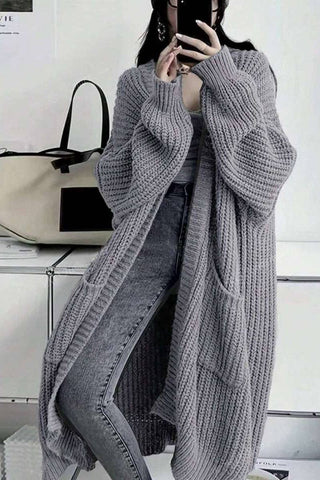 Oversized Open-Front Knit Cardigan