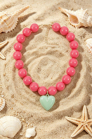 Heart Pendant Beaded Necklace