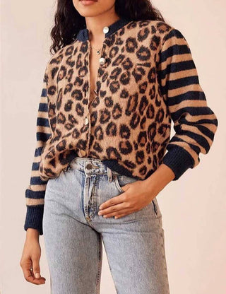 Vintage Round Neck Leopard Print Cardigan DP25E540