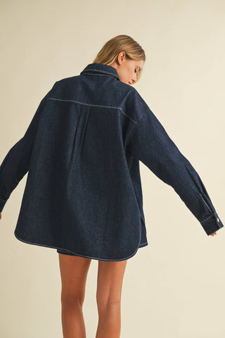 IST6002  DENIM OVERSIZED SHIRT AND MINI SKIRT