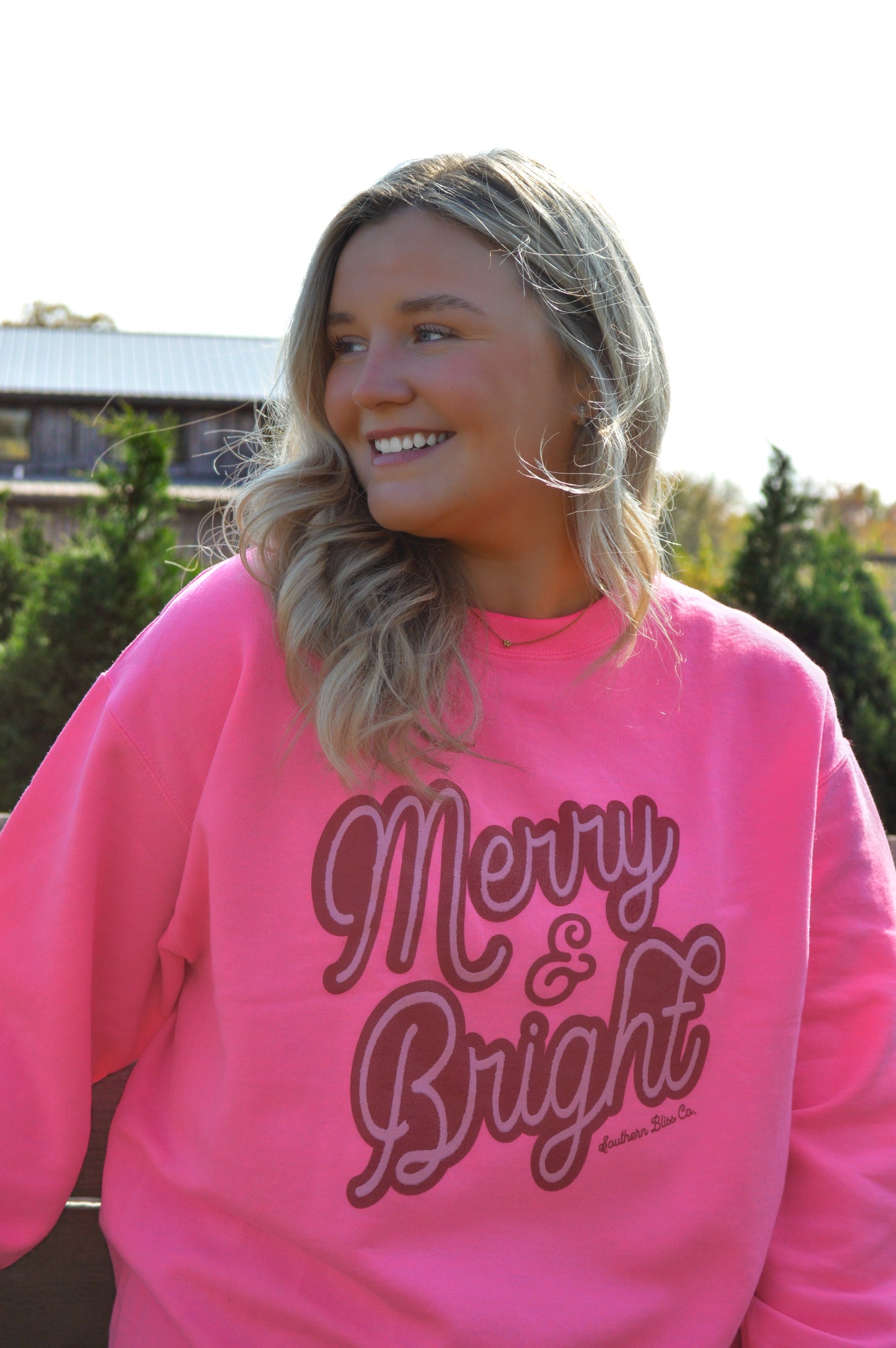 Merry & Bright Hot Pink Sweatshirt