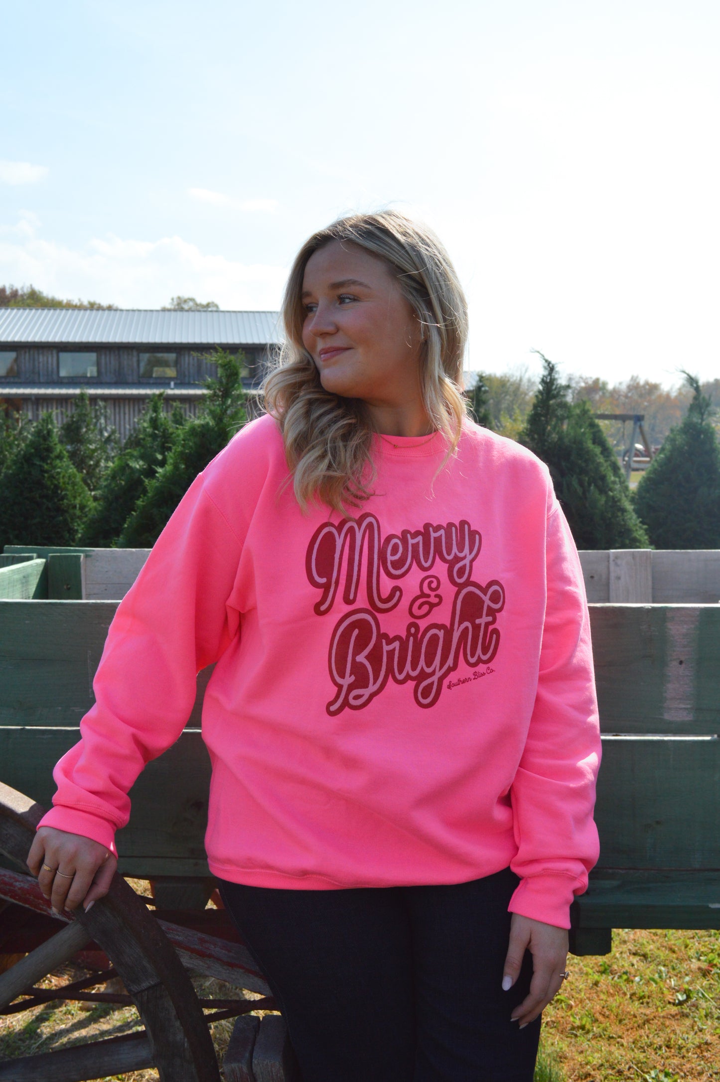 Merry & Bright Hot Pink Sweatshirt