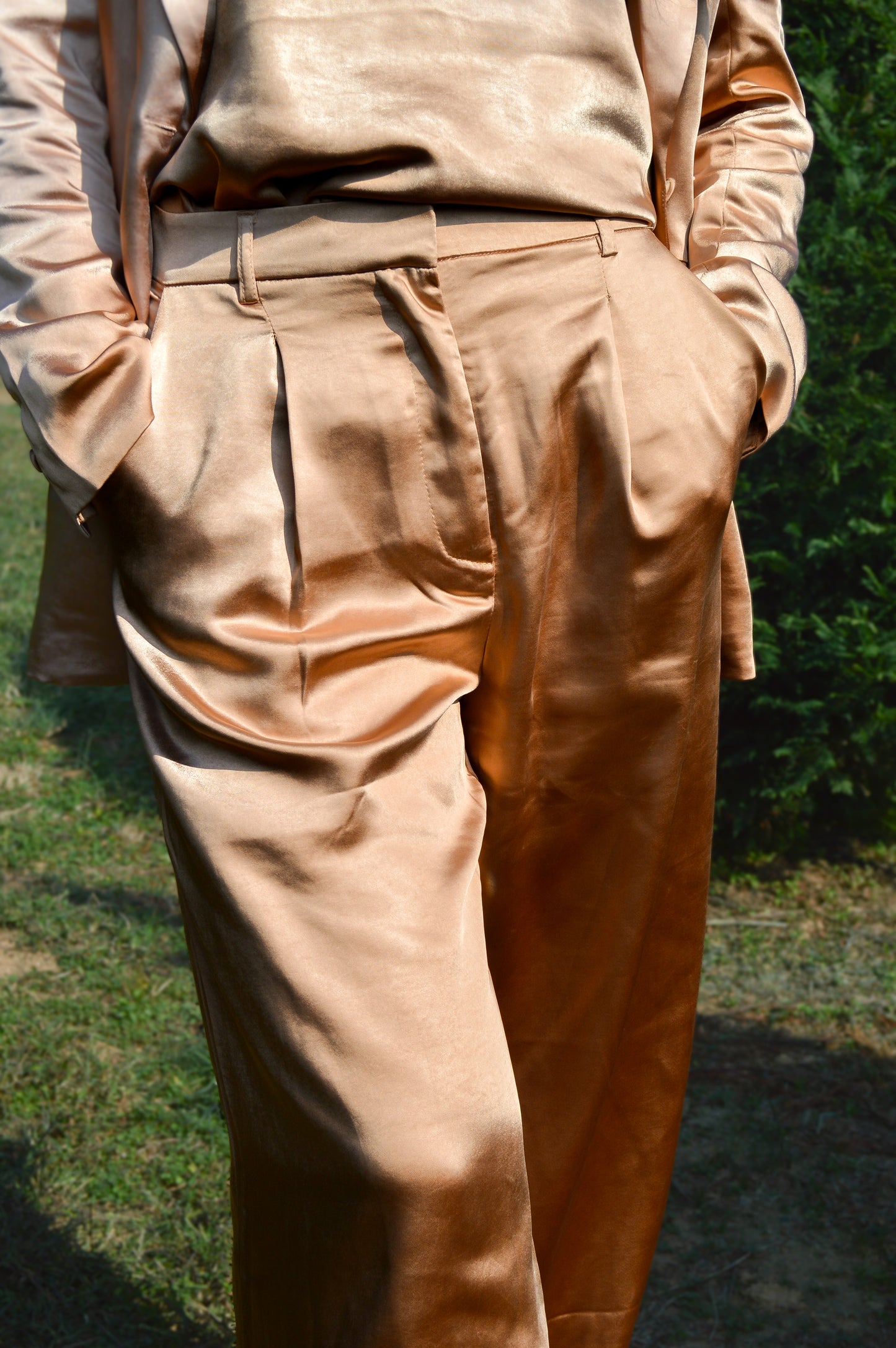 Almond Satin Trousers