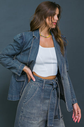 Give It Your All Denim Blazer - ONLINE ONLY