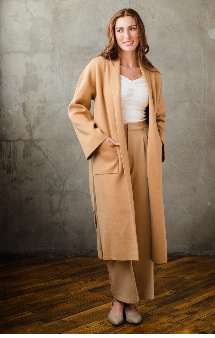 Brooke Sweater Coat - Camel