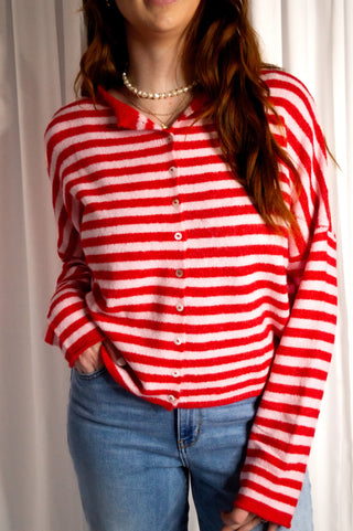 Rory Cardigan - Pink & Red Stripes