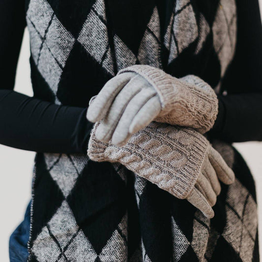 3 in 1 Cable Knit Gloves: Gray